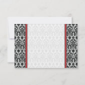 Rood, Zwart, Wit Damask Wedding Reply Kaart (Achterkant)