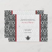 Rood, Zwart, Wit Damask Wedding Reply Kaart (Voorkant / Achterkant)