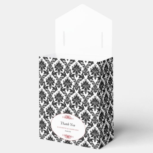  rood zwart & wit damast bruiloft bedankdoosjes (Geopend)