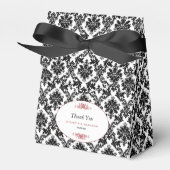  rood zwart & wit damast bruiloft bedankdoosjes (Voorkant Zijde)