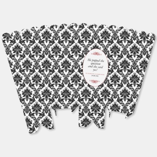 rood zwart & wit damast bruiloft bedankdoosjes (Ongevouwen)