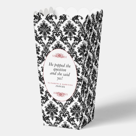  rood zwart & wit damast bruiloft bedankdoosjes (Voorkant)