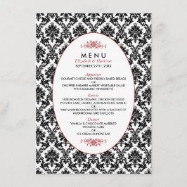 Rood, Zwart & Wit Damast Bruiloft Menu