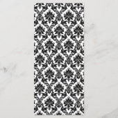 Rood, Zwart & Wit Damast Bruiloft Menu (Achterkant)