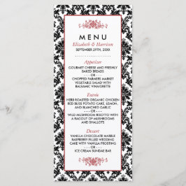 Rood, Zwart & Wit Damast Bruiloft Menu