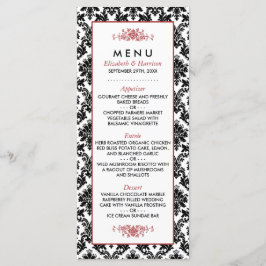 Rood, Zwart & Wit Damast Bruiloft Menu