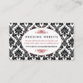  Rood, Zwart & Wit Damast Bruiloft Website Informatiekaartje (Voorkant)