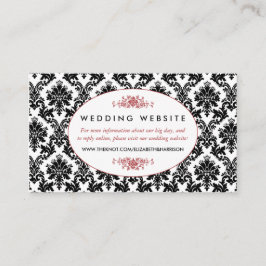 Rood, Zwart & Wit Damast Bruiloft Website Informatiekaartje
