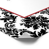 rood, zwart & wit damast bruiloft welkom poster (Hoek)