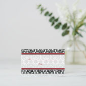 Rood, Zwart, Wit Damast Wedding Place Cards Plaatskaartje (Staand voorkant)