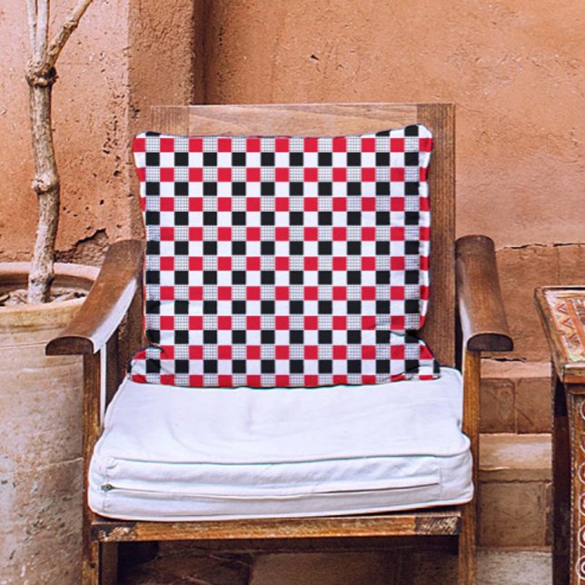  rood zwart-wit dambordpatroon kussen (Creator heeft geüpload)