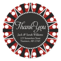 Rood Zwart + Wit Dank je rond Sticker