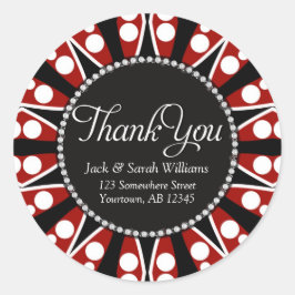 Rood Zwart + Wit Dank je rond Sticker