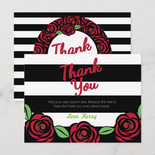 Rood, zwart, wit, dank je wel kaarten (Voorkant / Achterkant)