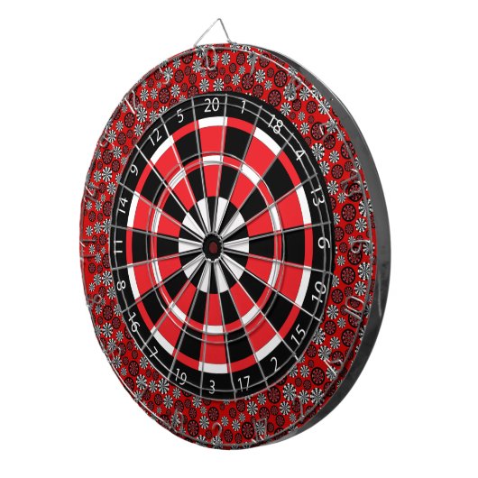 Rood zwart-wit dartboard dartbord (Voorkant Rechts)