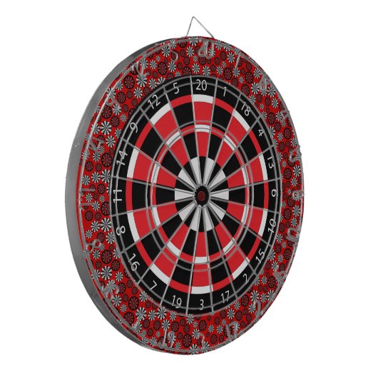 Rood zwart-wit dartboard dartbord (Voorkant Links)