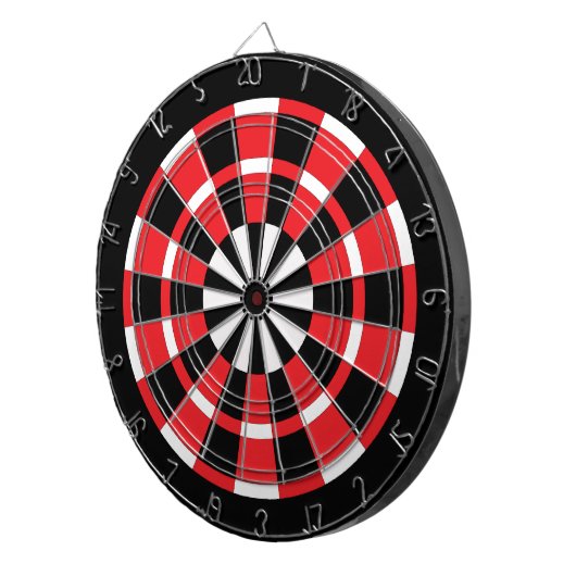 Rood zwart-wit dartboard dartbord (Voorkant Rechts)
