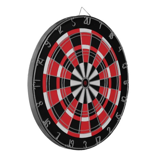Rood zwart-wit dartboard dartbord (Voorkant Links)