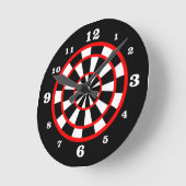 Rood zwart wit dartboard stijl genummerd ronde klok (Hoek)