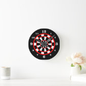 Rood zwart wit dartboard stijl genummerd ronde klok (Huis)