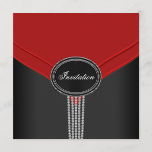 Rood Zwart Wit Diamanten Black Tie Feest Kaart