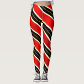Rood Zwart Wit en Goud Aerobics Workout Leggings (Voorkant)
