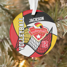 Rood, zwart, wit en goudvolleybal 🏐 2 ornament