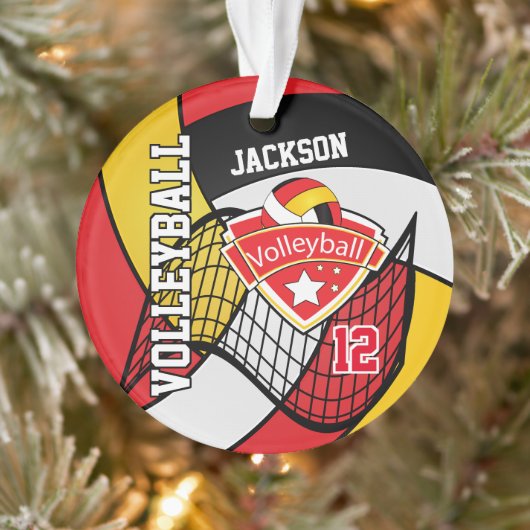 Rood, zwart, wit en goudvolleybal 🏐 2 ornament (Boom)