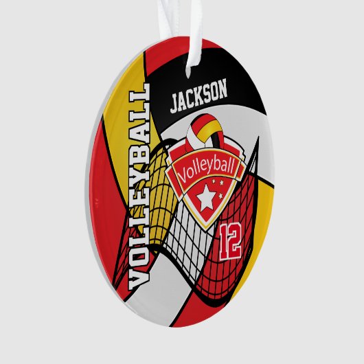 Rood, zwart, wit en goudvolleybal 🏐 2 ornament (voorkant)
