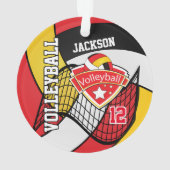 Rood, zwart, wit en goudvolleybal 🏐 2 ornament (achterkant)