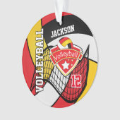 Rood, zwart, wit en goudvolleybal 🏐 2 ornament (voorkant)