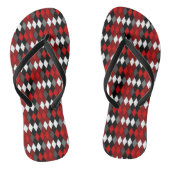 rood, zwart, wit en grijs diamanten patroon teenslippers (Voetbed)