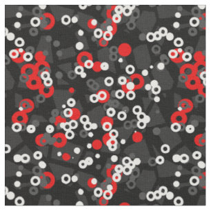 Rood Zwart Wit en grijs geometrisch abstract Stof
