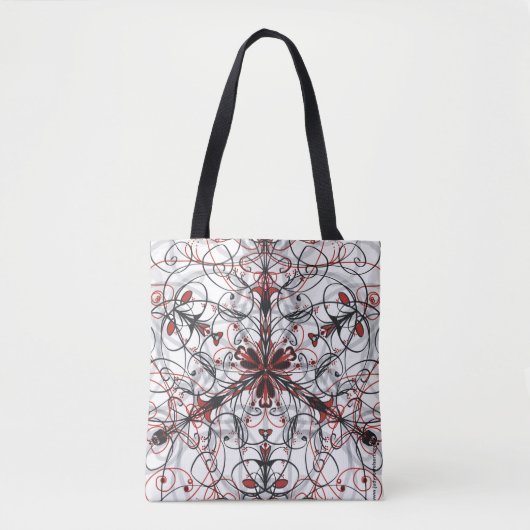 Rood, zwart, wit en grijs Kaleidoscoop Tas (Voorkant)
