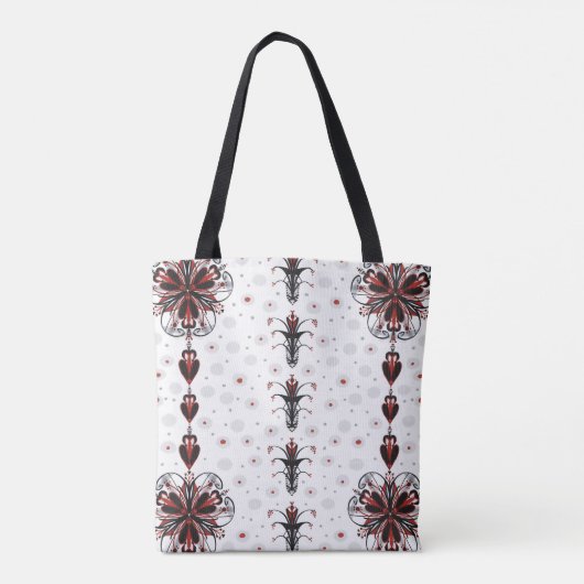 Rood, zwart, wit en grijs Kaleidoscoop Tas (Achterkant)