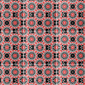 Rood zwart wit en grijs mozaïek geometrisch patroo tegeltje