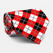 Rood, zwart, wit en grijs, snijdtint stropdas (Opgerold)