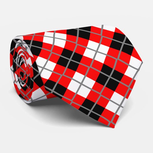 Rood, zwart, wit en grijs, snijdtint stropdas (Opgerold)