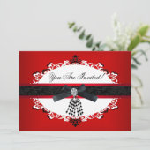 Rood zwart-wit feest Alle keren verbannen Kaart (Staand voorkant)