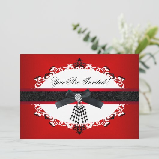 Rood zwart-wit feest Alle keren verbannen Kaart (Staand voorkant)