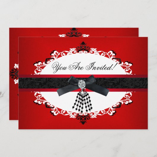 Rood zwart-wit feest Alle keren verbannen Kaart (Voorkant / Achterkant)