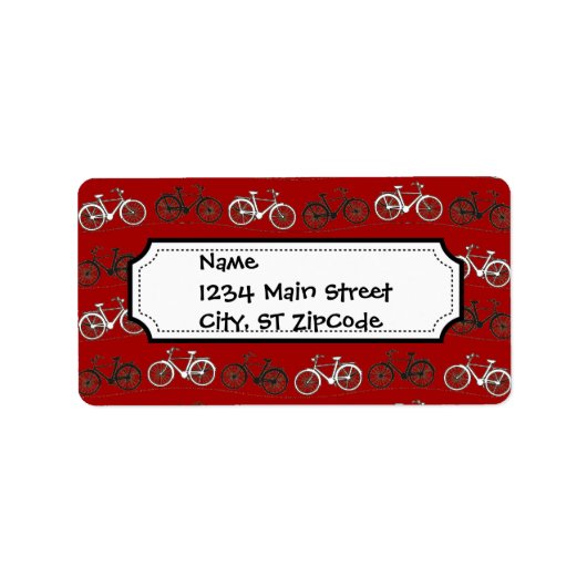 Rood Zwart Wit  Fietsen Fietsen Fietsen Etiket (Voorkant)