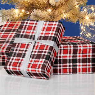 Rood Zwart Wit Flanel Tartan Patroon Ontwerp Cadeaupapier