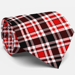 Rood Zwart Wit Flanel Tartan Patroon Ontwerp Stropdas