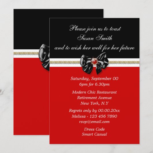 Rood zwart wit, formeel PERSONALISEER Kaart (Voorkant / Achterkant)