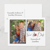 Rood zwart-wit fotocollage Bewaar de datum Aankondigingskaart (Voorkant / Achterkant)