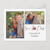 Rood zwart-wit fotocollage Bewaar de datum Aankondigingskaart (Voorkant)