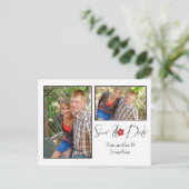 Rood zwart-wit fotocollage Bewaar de datum Aankondigingskaart (Staand voorkant)