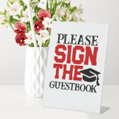 Rood, Zwart & Wit Gastenboek Afstuderen Tafel Reclamebord Met Voetstuk