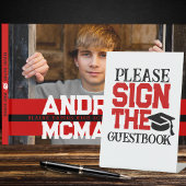 Rood, Zwart & Wit Gastenboek Afstuderen Tafel Reclamebord Met Voetstuk